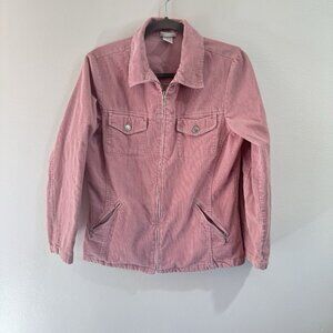 Vintage Y2K Fashion Bug Jacket Coat M Corduroy Pink Zip Front Barbie Cowgirl